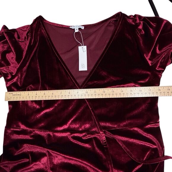 Baltic Born Maxi Wrap Velvet Dress Meghan Wedding Holiday Party Burgundy Size XL - Picture 8 of 13